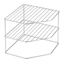 Vivela Stainless Steel 2-Tier Corner Kitchen Rack | Multipurpose Countertop Storage Organizer for Spice Jars, Condiments, Oil Bottles & Kitchen Essentials | Rust-Resistant Heavy-Duty Design