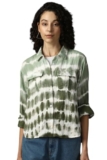 High Star Women Cotton Solid Boxy fit Spread Collar Full Sleeves Shirts
