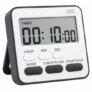 AERYS Digital Kitchen Timer and Stopwatch, Large LCD Display, 24-Hour Countdown, Loud Alarm, Magnetic Back, Retractable Stand, Flashing Light, for Study, Cooking, Office (Black)