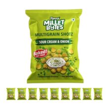 Manna Multigrain Snacks, Pack of 10, Sour Cream & Onion Baked, No Palm Oil, No Maida Millet Bytes Multigrain Shotz