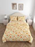 haus & kinder Microfiber Double Flat 200 TC Printed 1 Bedsheet with 2 Pillow Covers(Blue)