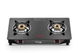 Butterfly Smart 2 Burner Glass Top Gas Stove with Manual Ignition | Scratch Resistant Toughened Glass | Brass Burners | Skid-proof Legs | 1 Year Manufacturer’s Warranty | Black