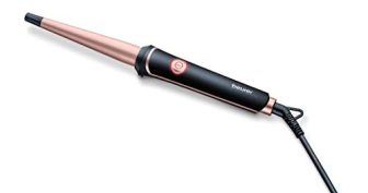 Beurer 37 Watts Professional Curling Tongs, 13-25 Mm With Conical Heating Element For Styling Soft, Shiny Salon-Like Curls, Ceramic Keratin Coating, 3 Years Warranty, Black
