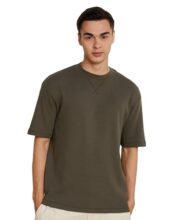 Amazon Brand – Symbol Men’s Short Sleeve Oversized Round Neck Waffle T-Shirt (SYM-M-A24-TS-200-Olive_XL)