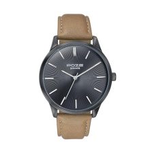 Sonata Poze Quartz Black Dial Tan Leather Strap For Men-Sp70046Nl01W