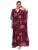 Libas Printed Kaftan Style Nightdress with Attached Waistbelt Maroon