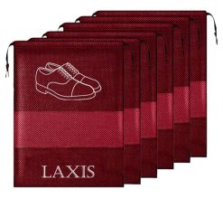 Laxis – Shoe Bag For Travel & Storage Organizer For Women & Men | Travel Accessories Shoe Bags Pouches | Travel Shoe Cover For Travelling Travel Essentials (Maroon, Pack Of 6)