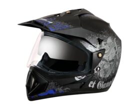Vega Off Road D/V Gangster Dull Black M.Blue Helmet-M
