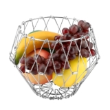 Plantex Stainless Steel Vegetable & Fruit Bowl for Kitchen/Foldable Fruit Basket for Dining Table/Stylish Home Décor Storage Basket-(8 Shapes, 1 L, Oval Shap)