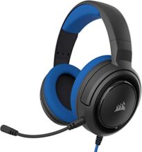 Corsair Hs35 Stereo Gaming Wired Over Ear Headphones With Mic Designed For Pc And Mobile (Blue)