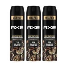 Axe Dark Temptation Men’s Deodorant, Long Lasting Deodorant Spray For Men With An Irresistible Scent, 215ml, Pack of 3