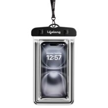 Lifelong Waterproof Mobile Rain Pouch with Plastic Air Lock, Black | IPX8 Waterproof Case for Smartphiones & iPhones | Transparent Pouch for Swimming Pool, Beach, Diving | Heavy-Duty Lanyard