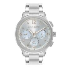 Olivia burton Multi Function Qtz Multifunction Blue Mother of Pearl & Stone Round Dial Women’s Watch|Stainless Steel Material|Silver Color Band – 24000065
