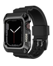 Amazon Basics Compatible With Apple Watch Band 44Mm With Stainless Steel Case, Shockproof Military Rugged Men Sports Tpu Strap Band With Protective Cover For Iwatch Se Series 6 5 4, 44 Mm – Silver