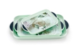 HomeWiz Kitchen Designer Rectangular Serving Tray,Food-Grade, Durable Plastic with Glossy Finish,BPA-Free, Easy-to-Clean,Perfect for Tea, Coffee, Snacks, Breakfast, & Dining,Décor,Pastel Green