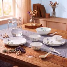 La Opala Novo Opalware Dinner Set, 35 Pcs for Family of 6, Blue Florets