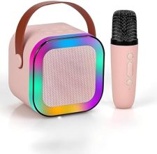 Coeus® Karaoke Microphone With Speaker, Bluetooth, Built-In Battery, Colourful Lights, Volume Control, For Kids And Adults