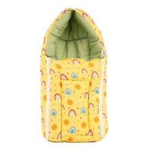 BUMTUM 0-6 Months New Born Baby Unisex Cotton Carry Bag/Sleeping Bag, 3 in 1 Baby Bed, Carry Nest for Infant, Sun Print (Lemon)