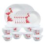 Larah By Borosil Ruby Opalware Dinner Set, 28 Pcs, White
