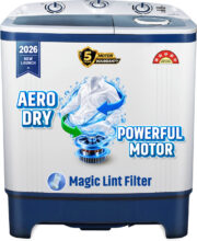Kenstar 6.5 kg 5Star Rated Energy Efficient Motor With 1350RPM, Aero Dry Function , Magic Lint Filter Semi Automatic Top Load Washing Machine Blue, White(KSSA655NNNDB)