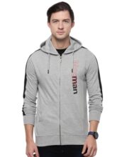 Macroman M-Series Smartz Basics Full Sleeve Sweatshirt Hoodies For Men, Cotton Blend, Grey Melange, Pack Of 1
