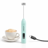 Nibbler Supreme 3-Speed Rechargeable Milk Frother for Coffee | Electric Whisk Mixer | Stainless Steel, Stand-Up Design (Blue)