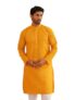 SOJANYA (Since 1958 Men’s Pure Cotton Chikankari Embroidered Mustard Straight Long Kurta