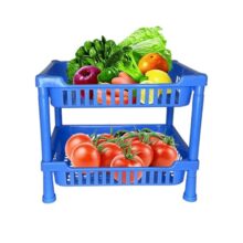 Sulfar Multipurpose Plastic Trolley with Countertop Dish Rack for Kitchen Fruit Vegetable Storage Basket Modern Organizer-2 Layer Shelf Cart Kitchenware Food, Snacks, Bottles, Toys, Tiered Shelf