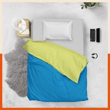 Bathla Siesta Elva Reversible Microfiber Comforter/Blanket/Quilt/Duvet For Home With Ultra-Soft Fabric Cover & Siliconised Fill | Single – Blue & Lime – 200 Gsm