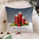 Stitchnest Merry Christmas Printed Poly Cotton Cushion Cover Pack Of 1 (12X12 Inches)