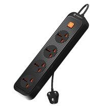 Portronics Power Plate 12 Extension Board With 4 Universal Sockets, 2 Meter Long Cord, 1500 Watt, Fireproof Material, Multi Plug For Home Appliances (Black)