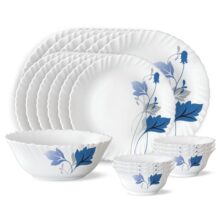 Larah by BOROSIL Fluted Series Ageria Opalware Dinner Set | 19 Piece for Family of 6 | Microwave & Dishwasher Safe | Bone-Ash Free | Crockery Set for Dining & Gifting | Plates & Bowls | White
