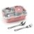 MILTON Meal Caddy Bento Stainless Steel Lunch Box, 3 Compartments, 4-Side Lock, with Tray, Spoon, Fork & Container for Kids, School, Office, Travel, BPA Free, 750 ml, Pink