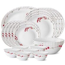 Larah by BOROSIL Verona Opalware Dinner Set, 21-Pieces, White