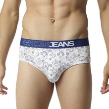 Underjeans Men RED/DK.Blue Cotton Blend Brief