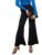 Black Bell Bottom Textured Pants