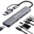 Amazon Basics 8-in-1 USB Hub with Dual Plug (USB-A & USB-C), USB 3.0, 3 x USB 2.0, USB-C 2.1, SD/TF Card Reader & 3.5mm Audio Jack, Up to 5 Gbps Speed, 18 cm Cable (Grey)