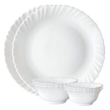 Larah By Borosil Plain White Silk Series Opalware Dinner Set | 6 Pieces For Family Of 2 | Microwave & Dishwasher Safe | Bone-Ash Free | Crockery Set For Dining & Gifting | Plates & Bowls | White