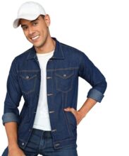 FTX Men Solid Dark Blue Denim Jacket (535_2)_M