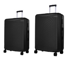 Verage V-Lite Firestone Combo Set of 2 (M-Check-in + L-Check-in) Black Hardsided Trolley Bags for Travel, Suitcase with Spinner Wheels, Anti-Theft Zippers Luggage