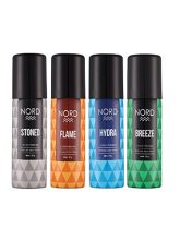 Nord Intense Deodorant Sprey Travel Pack Gift Set For Men With Flame, Breeze, Hydra And Stoned Mini Deodorants For Men, Pack Of 4 (40Ml Each) | Gift For Men