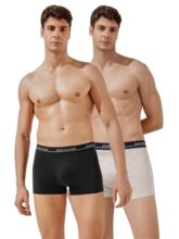 John Players Pack of 2 Solid Cotton Trunks (JPCT20009_Black & Light Grey_L)