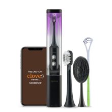 Lifelong Electric Toothbrush With Uv Sealed Sterilization|Free Clove Dental Care Plan|3X Plaque Removal | Ideal For Sensitive Gums & Teeth, Fresh Breathe & Brighter Smile |1 Handle,2 Brush Heads,1 Charging Cable,1 Tongue Cleaner| Upgrade To Advanced Technology (Lldc117, Black)