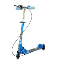 Foldable Kick Skating Cycle Led Wheels | Kids 3 Wheel Kick Scooter With Adjustable Handlebar & Hight, Front Brake, Bell And Printed Deck | Skate Scooter For Kids Age 2-12 Years. (Blue)