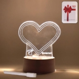 Madhabi 3D Acrylic Heart Led Night Lamp With Marker Pen – Usb Powered Creative Message Board Light For Bedroom, Living Room, Study Desk, Office Decoration And Gifting (1 Pc)