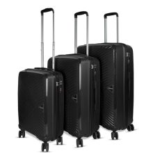 F Gear Eagle Pp03 Black Hard-Sided Luggage Set Of 3 Spinner Wheels Trolley Bags (50, 60 & 70 Cm)