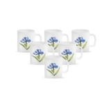 La Opala Diva, Opal Glass Crockery | Coffee Mug Cylinder Regular, Set Of 6 | Royal Iris, 190 Ml | For Tea & Coffee | Microwave Safe | 100% Vegetarian | Extra Strong | Super Light | Super White