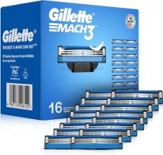 Gillette Mach3 Shaving Blades for Men with Micro Fin Skin Guard(Pack of 16)