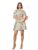 barcino Motif Printed Shawl Collar Tiered Dress Multicolor