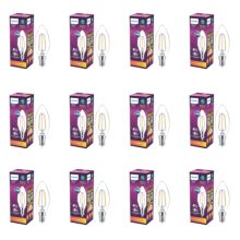 Philips E14 Clear Candle 400-Lumen Decorative Wall Lights (4W, Pack Of 12, Warm White)